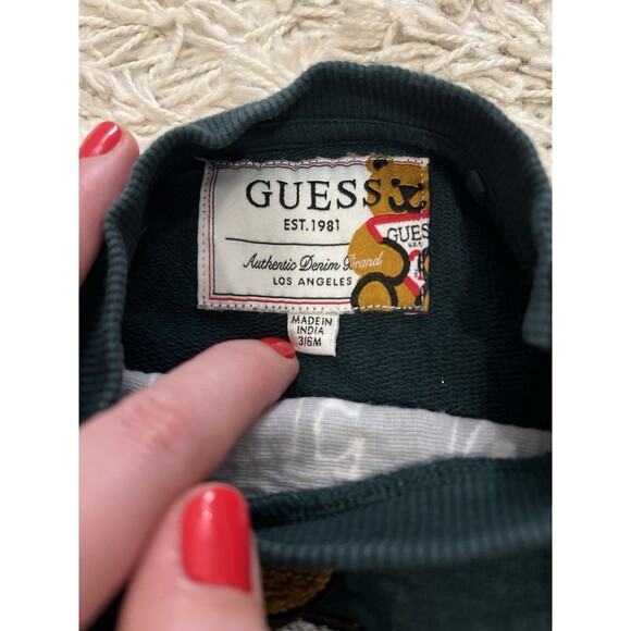 Vintage Baby Guess 3/6M Sweatshirt Sports Club Football Bear - Picture 6 of 6